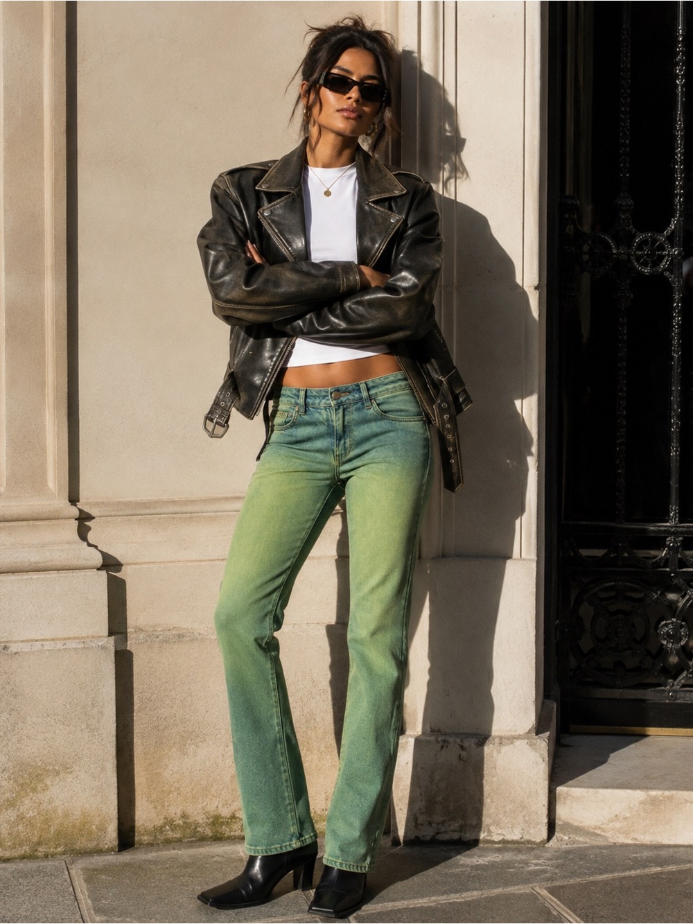 MM6 Maison Margiela Jeans SS03 Green Ombre Straight Leg 42